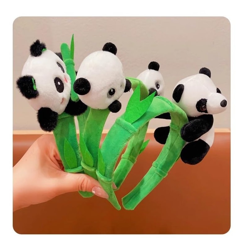 Headband Plush panda headband Headwear (Style 1, One size)