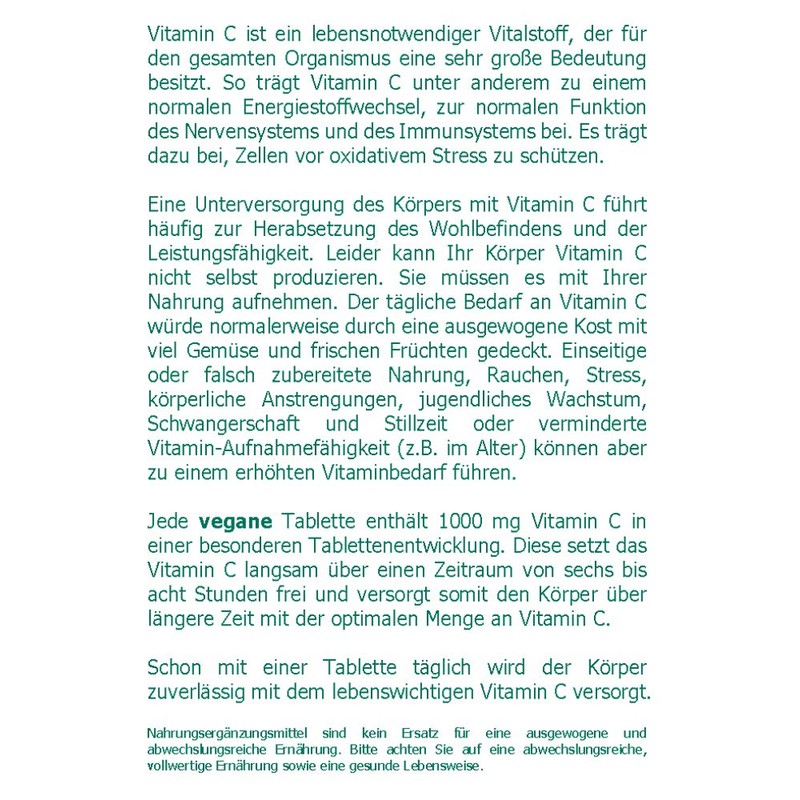 Vitamin C 1000 mg Long-Term Tablets Pack of 150 -