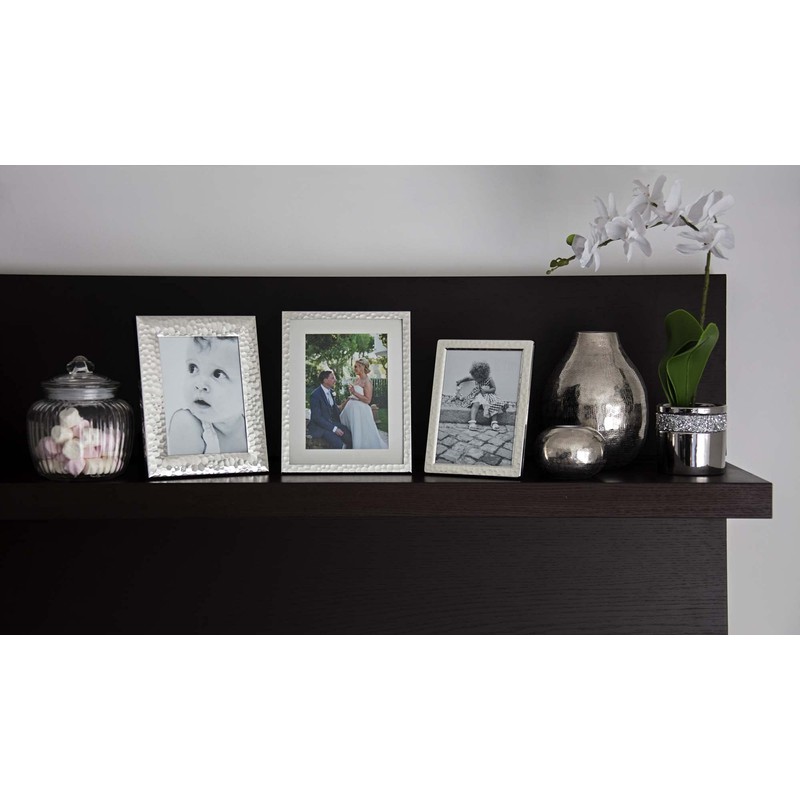 Frametigo Silver Plated Hammered White Mount Photo Frame - Fits