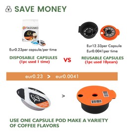 Refillable Coffee Capsules, Stainless Steel Coffee Pods Compatible with Tassimo Machines (180ML Red +Tamper)