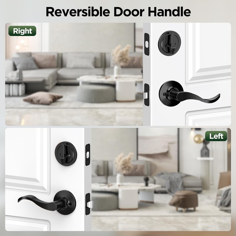 MAXECURITY Black Front Door Handle and Deadbolt Set, Classic Lock
