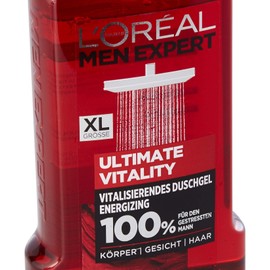 L'Oréal Men Expert Ultimate Vitality Shower Gel Vine Extract Cleans and Revives Men's Skin (Face, Body and Hair) Gently Without Drying Them Out 300 ml