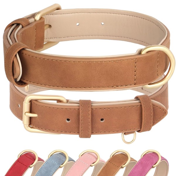 Didog Soft Padded Leather Dog Collar, Adjustable Dog Collars for