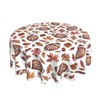 JEFERSO Fall Tablecloth Round 70×70 Inch, Orange Football Maple Leaves