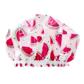 Reusable Vinyl Shower Cap & Bath Cap, Frosted PEVA Elastic Stretch Hem. Multi-Use Waterproof Stretchy Hair Cap for all Hair Lengths - One In A Melon Shower Cap for Women