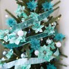 Winlyn 26 Set 3 Style Christmas Teal Glitter Poinsettia Flowers