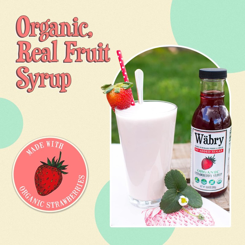 Wäbry Organic Strawberry Syrup No Added Sugar – 13.8oz (390g),