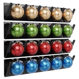 LifeMoreasy Magnetic Coffee Pods Holder for Nespresso Vertuo & Dolce Gusto, Self-Adhesive Wall Mounted Capsule Organizer for Kitchen Cabinet Fridge(4 Packs for 20 Pods)