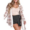 Merryfun Womens Plaid Shacket Jacket Sherpa Lined Flannel Jackets Oversized