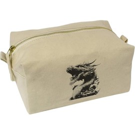 'Chinese Dragon Open Mouth' Canvas Wash Bag/Makeup Case (CS00042033)
