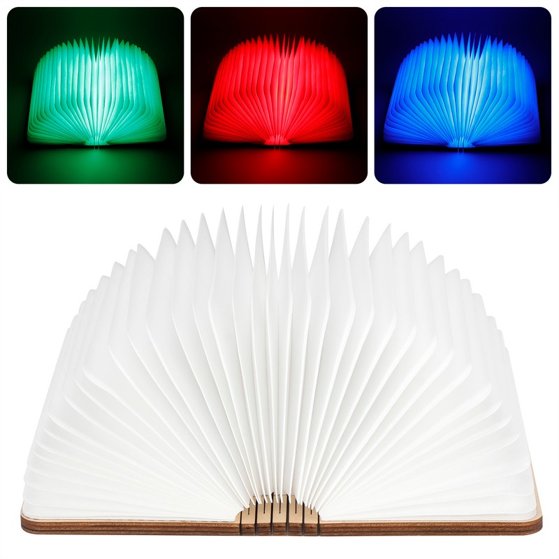 USB Magnetic Wooden Book Light Portable LED Foldable Desk Night