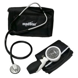 MEDSTAR | Kit Baumanómetro Aneroide Tipo Palma Platinum con Estetoscopio de Lujo (BLANCO) Esfigmomanómetro para Enfermeras, Médicos y Estudiantes | Co