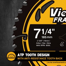 VIERDWIN ATB Fast Framing Circular Saw Blade with 5/8 Inch Arbor for Wood Cutting with Coating (7-1/4'' 24T(1pc))