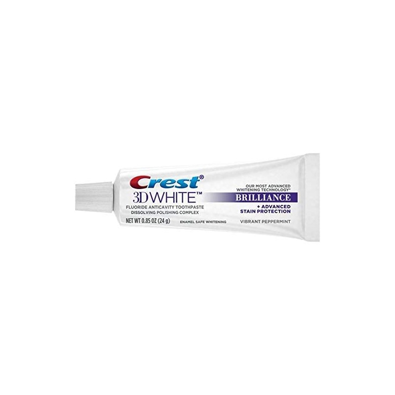 Crest 3D White Brilliance Toothpaste, Vibrant Peppermint, Travel Size, 0.85