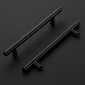 Ravinte 15 Pack Kitchen Cupboard Handles Black Cupboard Handles 128mm Hole Center T Bar Kitchen Handles Pulls for Cabinets and Drawers