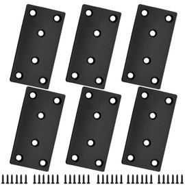 SYOWADA 6 PCS 80 x 40mm Black Mending Plates, Stainless Steel Metal Flat Straight Brace Bracket, Heavy Duty Fixing Brace Joining Plates or Wood Shelves Furniture Fence