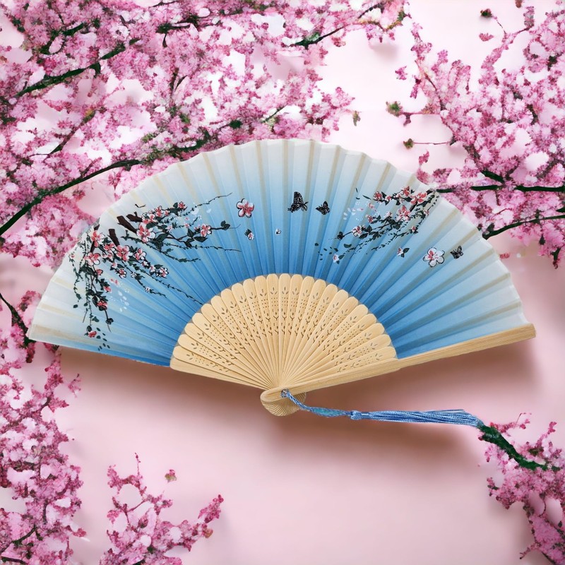 Starlet24 Foldable Bamboo Hand Fan Folding Fan with Tassel Fan
