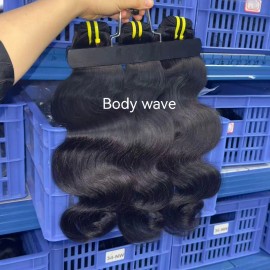 Cuticle Aligned Body Natural Wave Burmese Kinky Curly Straight Raw Indian Vietnamese Human Hair Extensions Bundlesstyle: 1 bundle Body wave, color: natural black, Stretched Length: 28"