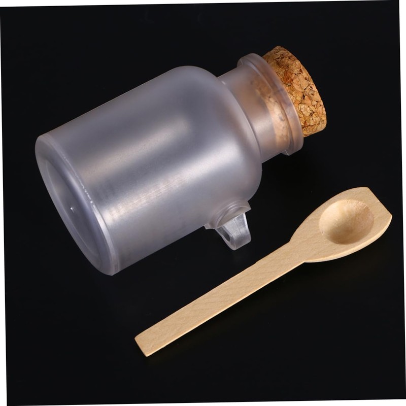KICHOUSE Empty Plastic Salt Container with Wooden Lid Spoon 100g