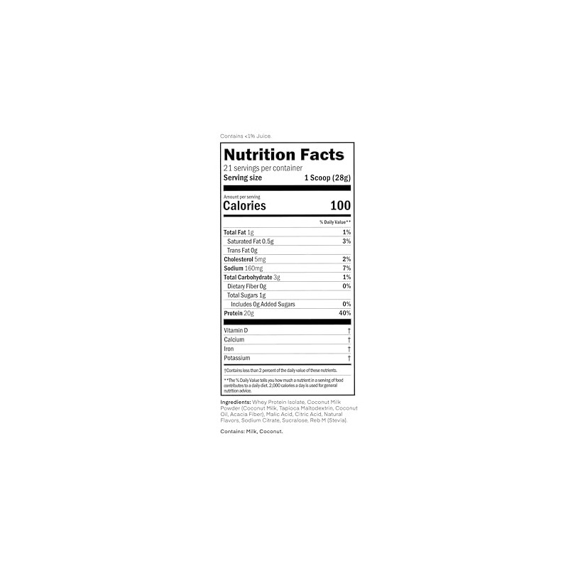 Oath Nutrition Clear Whey Isolate Protein Powder, Coconut Colada, 20g