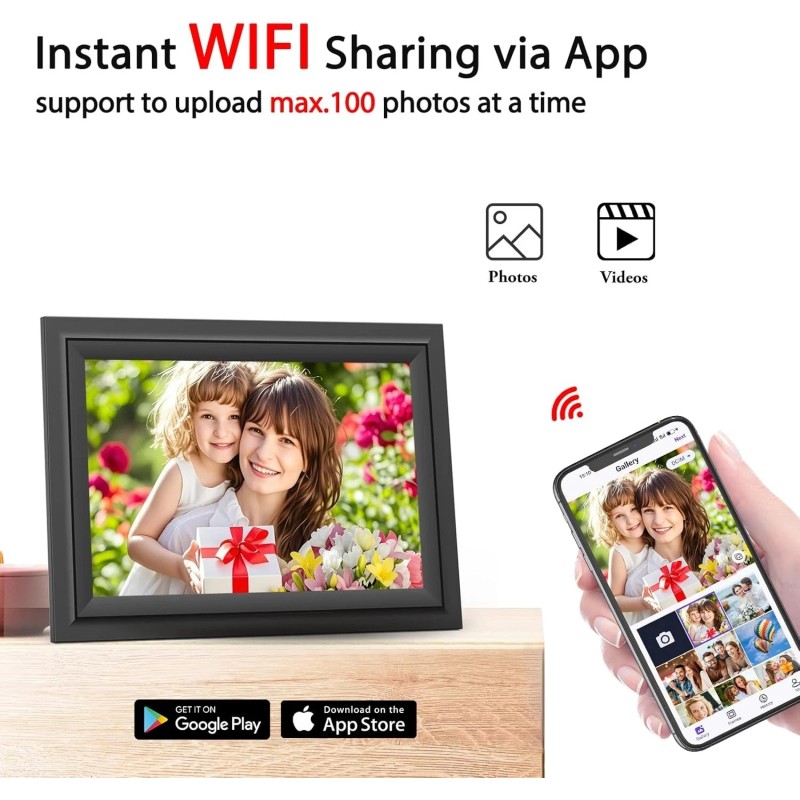 SAMMIX Digital Picture Frame 10.1 Inch WiFi Digital Photo Frame