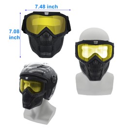 LJDJ Motorcycle Goggles with Removable Face Mask - Dirt Bike ATV Motocross Eyewear Anti-UV Adjustable MX Riding Offroad Cycling Motorbike Protective Glasses Racing Combat Tactical Military Goggles