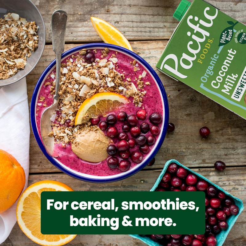 Pacific Foods Organic Unsweetened Coconut Milk, Plant Based Milk, 32