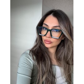 VISOONE VISOONE Blue Light Blocking Glasses with TR90 Rectangle Frame and Chic Preppy Look for Women Men RIVER