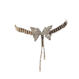 Sixexey Rhinestone Butterfly Choker Necklaces Silver Neck Chain Crystal Pendant Necklace Sparkly Party Prom Necklace Jewelry for Women