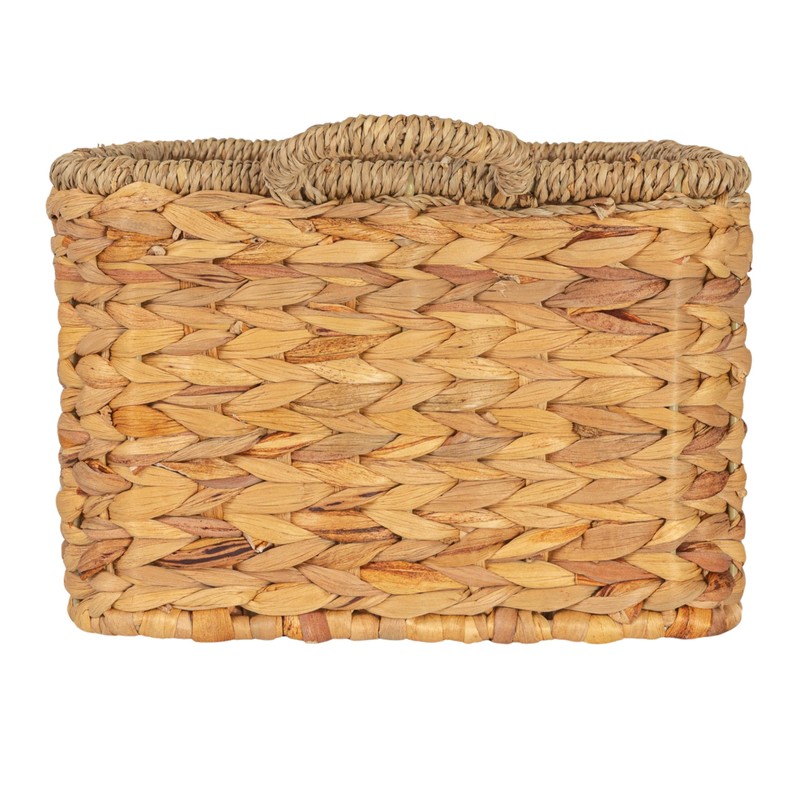 Household Essentials Rectangular Handwoven Water Hyacinth and Seagrass Basket with