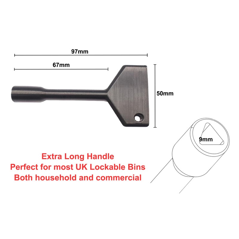 Decoralin Triangular Key for Lockable Wheelie Bins, Elevator Door, Fireplace,