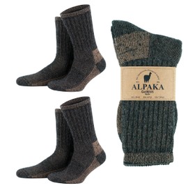 GoWith 2 Pairs Alpaca Wool Socks for Men/Women, Norwegian Warm Winter Thermal Crew Merino Boot Unisex Heated Socks, Ant-Beige, M, 6006