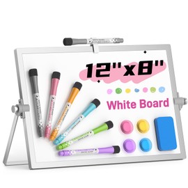 Grtard Magnetic Dry Erase Board with Stand,12''x8''Dry Erase White Boards, Magnetic Desktop Tabletop Whiteboard, Portable Double-Sided White Board Easel for Kids Drawimg,Home,School,Office