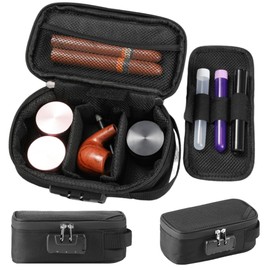SQAQS Odourproof Bag with Combination Lock, Smoke Accessories Travel Storage Bag with Carbon Lining, Odourproof Bag Travel Storage Bag, Odourproof Bag with Lock, 21*11*8 cm, black
