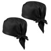 Cabilock 2pcs Black Tie Back Working Caps Adjustable Hats Chef
