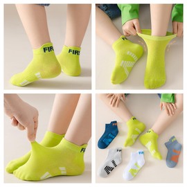 ANIMQUE 5 Pairs Toddler Sneaker Socks Summer Thin Mesh Ankle Socks Kids Cotton Sport Breathable Low Cut Socks, 5 Pairs A04 Set, 1 -3 years