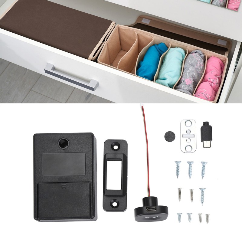 Fingerprint Drawer Lock Smart Biometric Recognition Keyless Hidden File Drawer