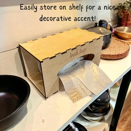 Bamboo Trash Bag Dispenser for Kitchen Storage and Organization, Decorative Trash Bag Holder and Organizer