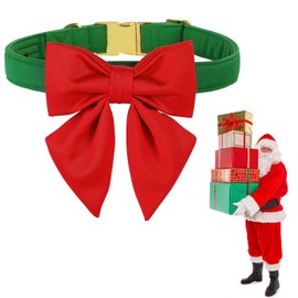Maca Bates Collar para Perro con Lazo Navidad Rojo, Colores Sólidos, Lazo Marinero, Ajustable, Suave, Duradero, para Perros Pequeños, Medianos, Grandes, Machos y Hembras, así como Cachorras.
