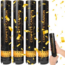 Mineup 4 x Confetti Cannons, 3-5 Metre Wedding Confetti Cannon, 30 cm Party Popper, Confetti Shooter, Confetti Cannons, Gold for Birthdays, Weddings, Carnival Party (Gold)