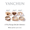 6PCS Chunky Rings for Girls Gold Rings Set Cute Heart