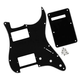 FLEOR 3Ply Black HH Pickguard 11 Holes ST Guitar Pick Guard Backplate Screws Set