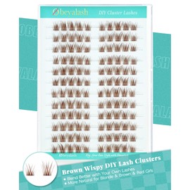 Obeyalash Brown Cluster Lashes Wispy Eyelashes Thin Band Natural Individual Lashes C Curl 7-12mm Eyelash Clusters Volume 120pcs DIY At Home Lightweight and Comfortable