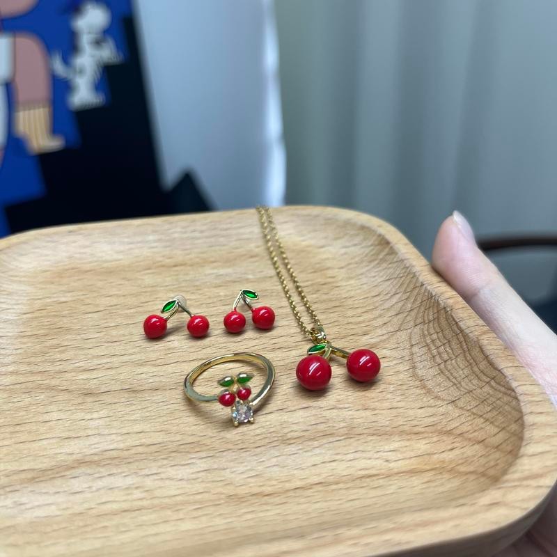 Cherry Jewelry Set – Ring, Necklace and Earrings | Sweet