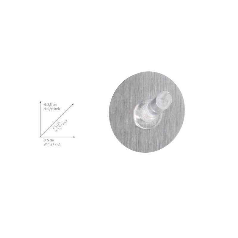Wenko Hook Static-Loc Size M in Silver, PET/Polycarbonate 5 x