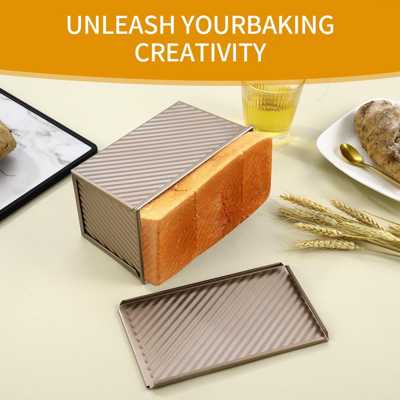 DUBUOZA Non-Stick Bread Toast Mould with Lid 2 Pieces Toast