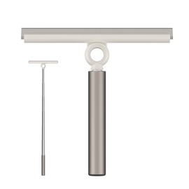 EHOMGUI Extendable Shower Squeegee for Glass Doors, Shower Squeegee with 10-Inch Silicone Blade, Telescoping Handle for Windows and Shower Glass, Silver