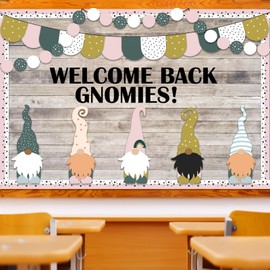 Mooliwe 99 Pcs Back to School Gnomies Bulletin Board Set Welcome Back Gnomies Bulletin Board Classroom Decoration Gnome Cutouts for Home School Library Wall Chalkboard Decor Supplies