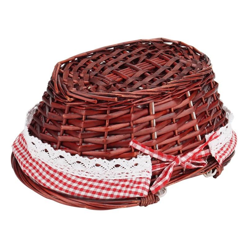 JOIKIT 2Pcs Brown Oval Traditional Wicker Shopping Storage Basket with