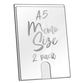 Acrimet Sign Holder A5 Memo Size, Self Adhesive Tape for Wall Mount (Plastic) (9” x 6 6/8”) (2 Pack) (Clear Crystal Color)